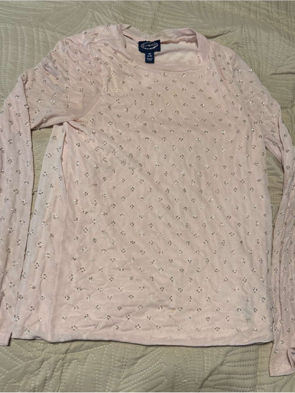 Scoop Women’s Light Pink Long Sleeve Sequin Dot blouse